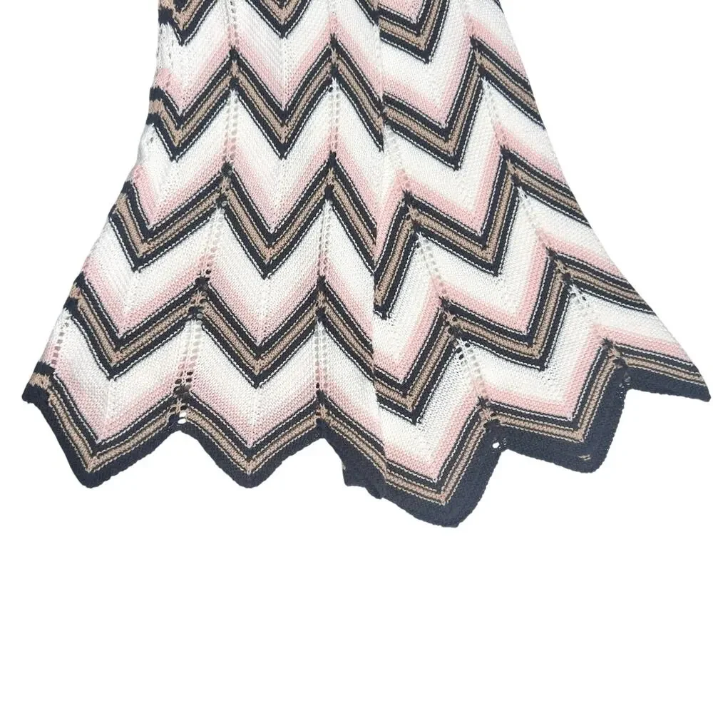 Audrey Parks | Women | Chevron Cropped Pointelle Crochet Knit Sweater | large
